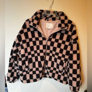 Checkered teddy bear jacket